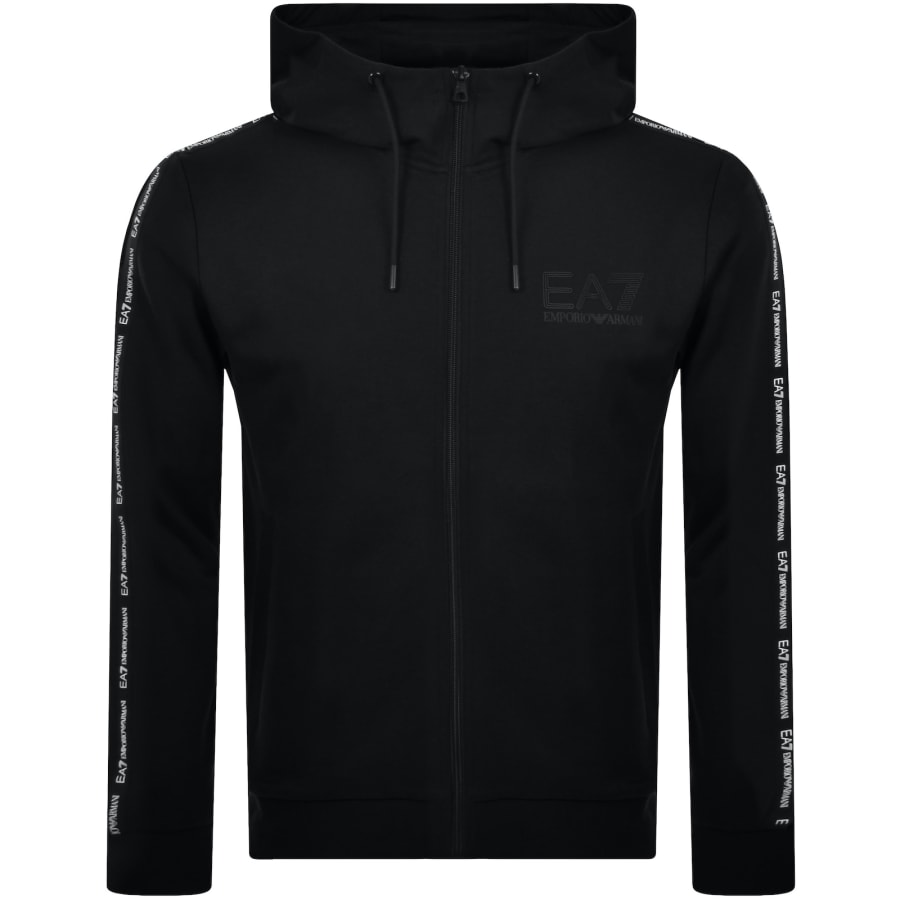 EA7 Emporio Armani Full Zip Logo Hoodie Black Mainline Menswear